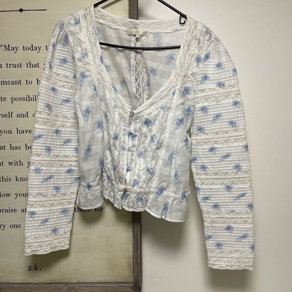 Love shack fancy blue flower top